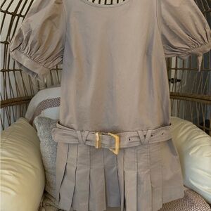 FREE PEOPLE SEVI MINI DRESS PUFF SLEEVE EDITORIALIST in FRENCH OAK